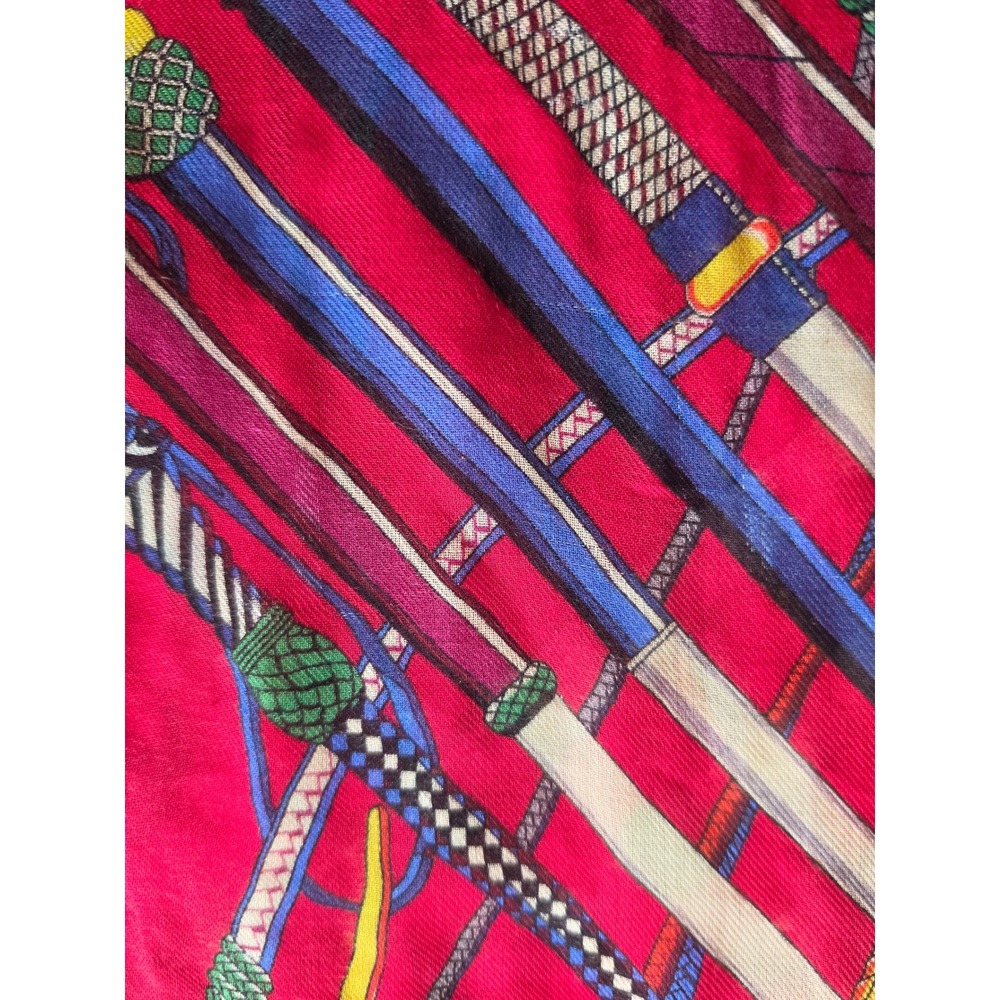Hermes Red Twill Silk Fouets et Badines Iconic Equestrian Virginie Jamin Scarf - Picture 8 of 14
